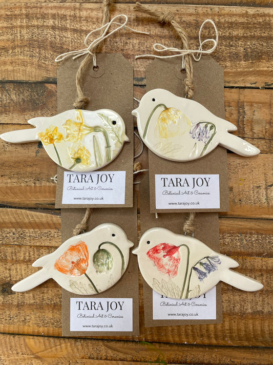 Ceramic Hanging Bird Decorations