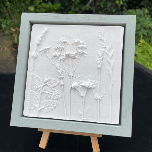 Mini Meadow Summer White Cast Green Framed