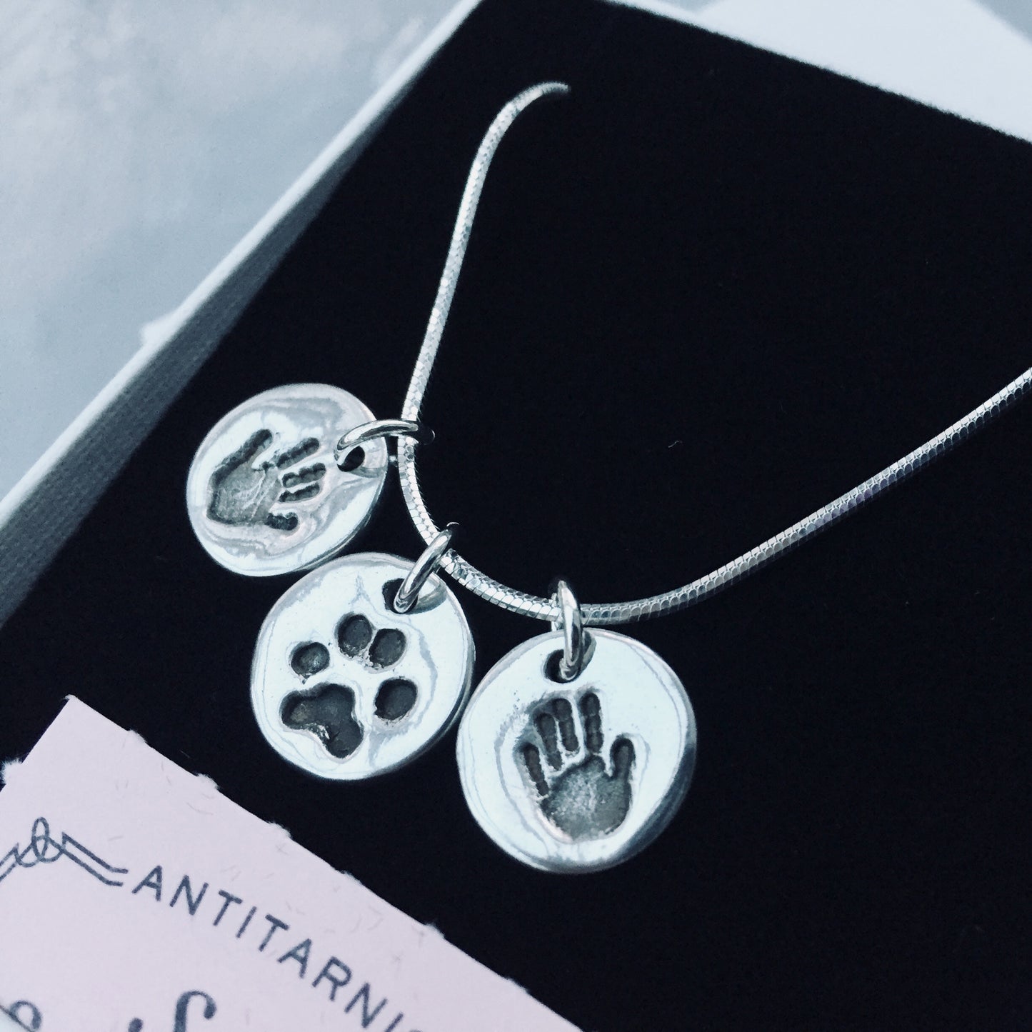 Circle Handprint or Footprint Charm Necklace - Joy Impressions