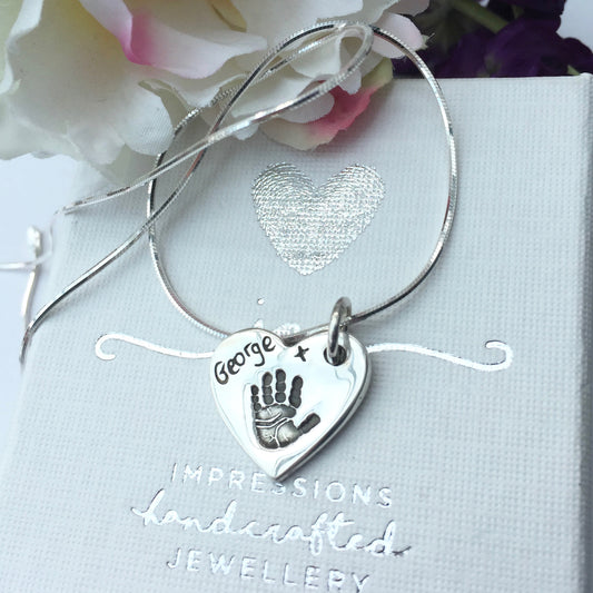 Heart Handprint or Footprint Charm Necklace - Joy Impressions