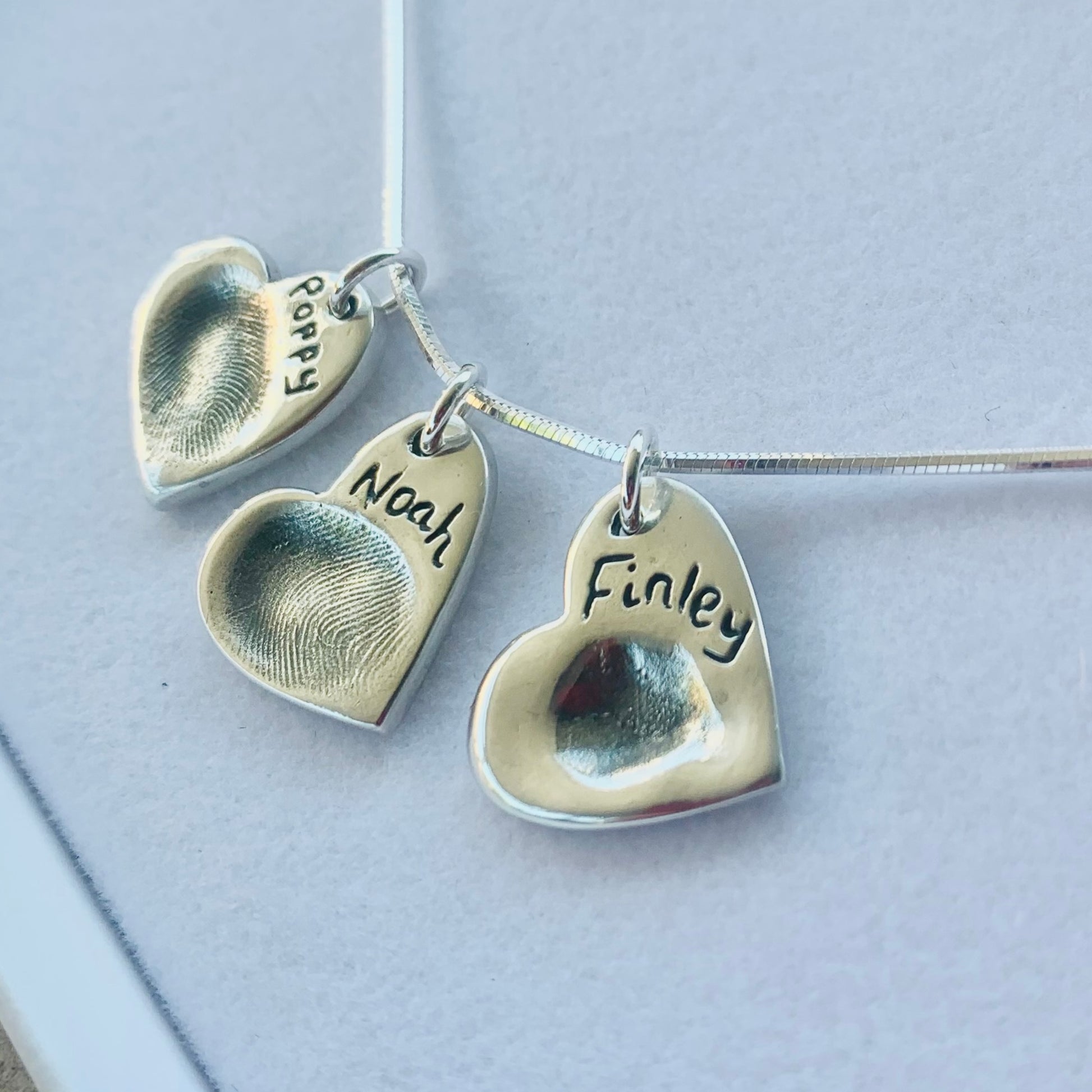 Triple Fingerprint Necklace by Joy Impressions