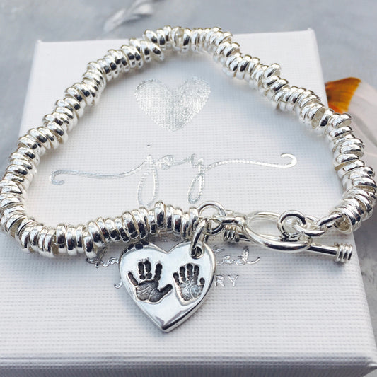 Sibling Handprint or Footprint Charm Sweetie Bracelet - Joy Impressions