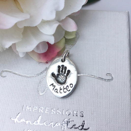 Oval Handprint or Footprint Charm - Joy Impressions