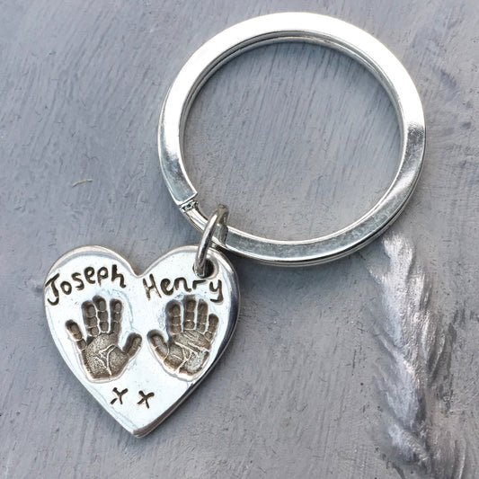 2 hands 2 names heart keyring