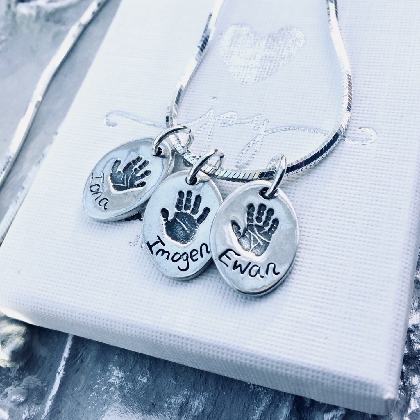Oval Handprint or Footprint Charm Necklace - Joy Impressions