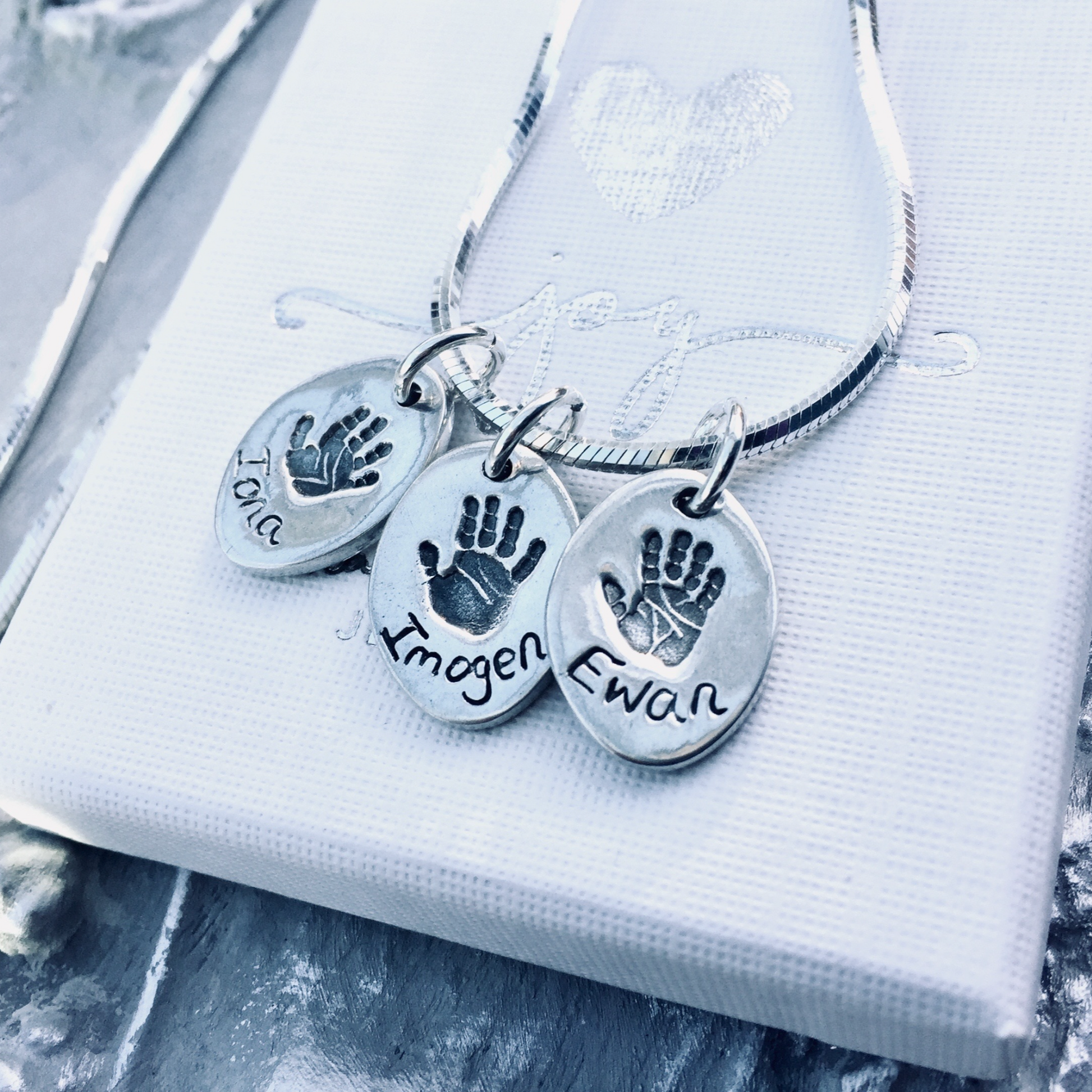 Oval Handprint or Footprint Charm Necklace - Joy Impressions