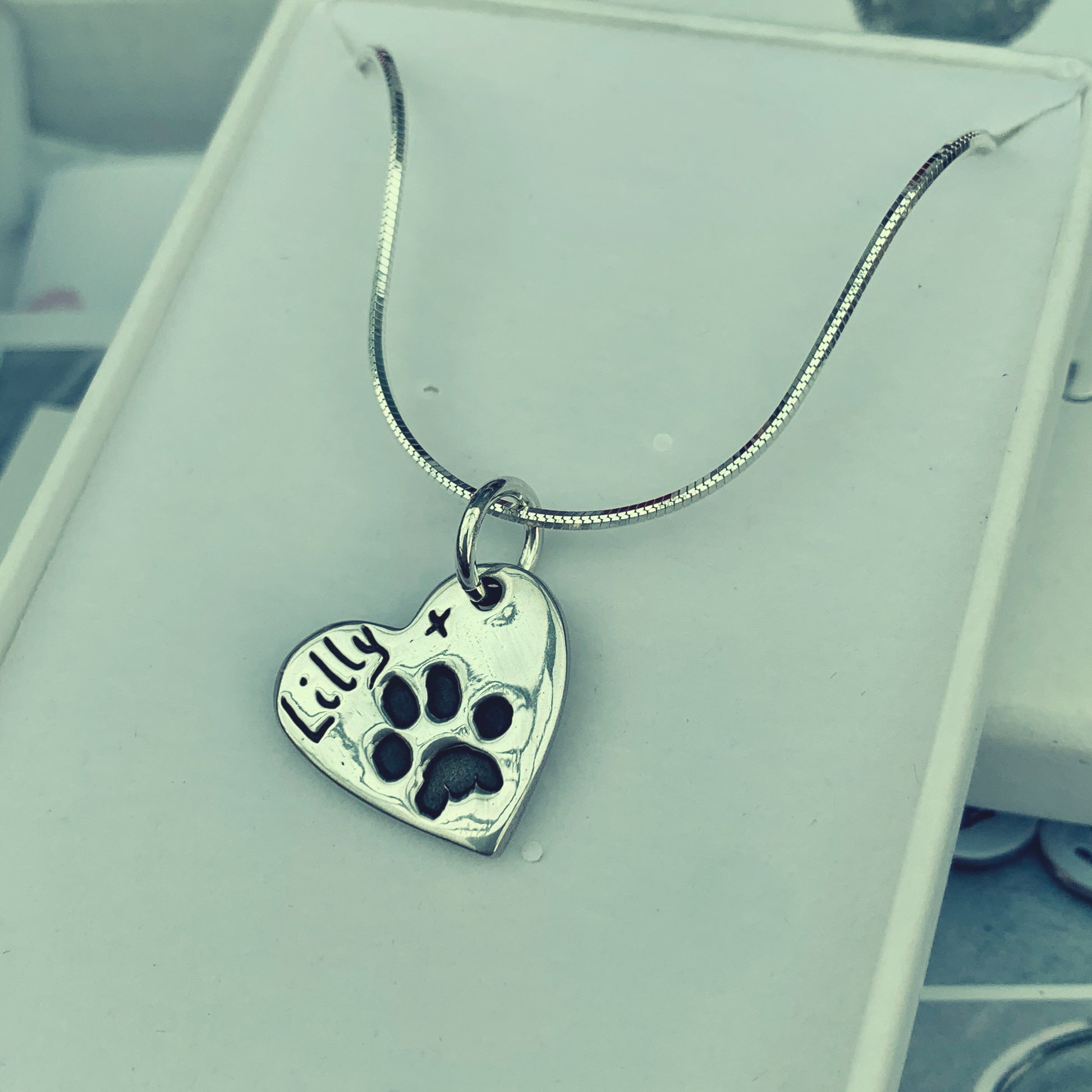 Paw print Heart Charm Necklace by Joy Impressions