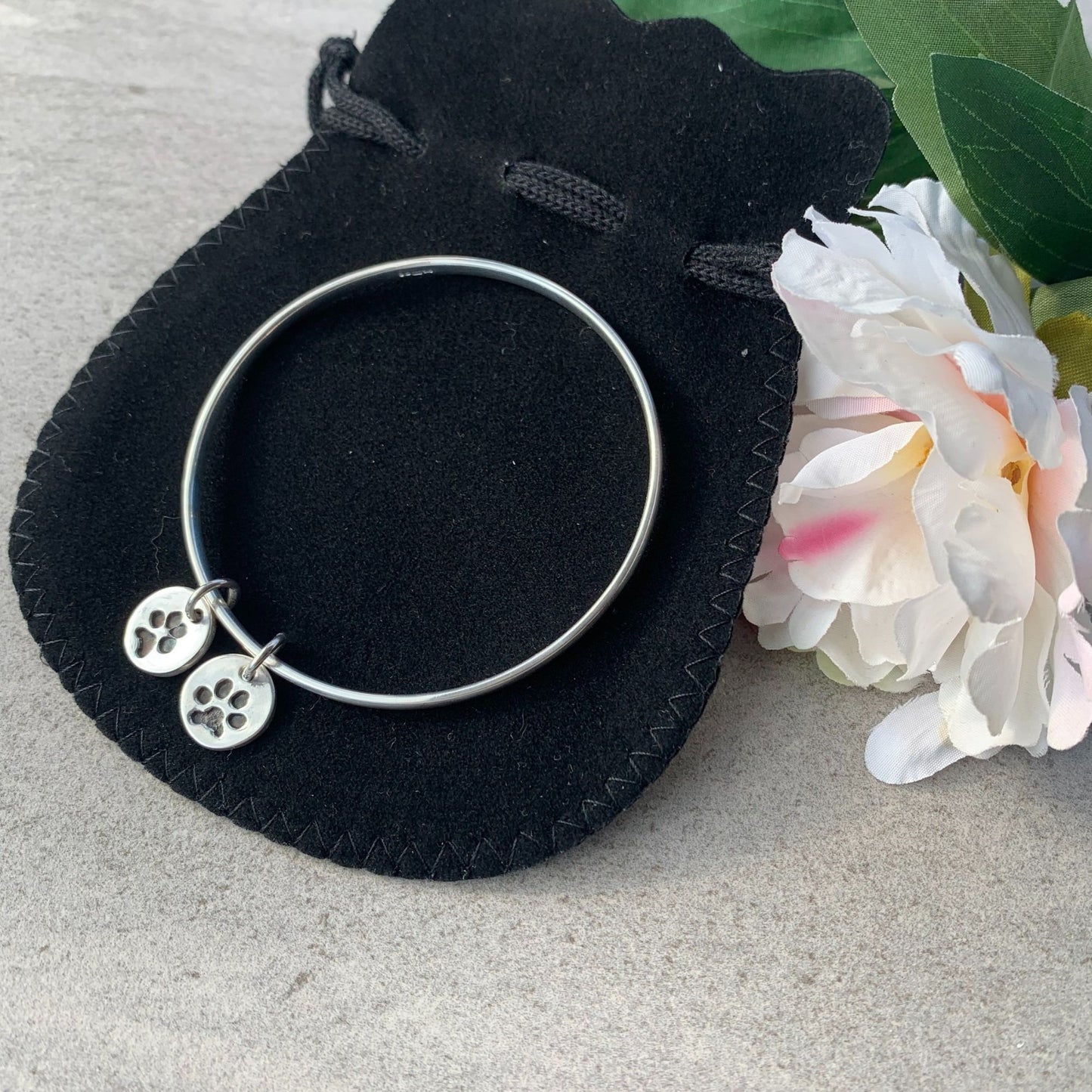 Pawprint Circle Bangle using your pets prints created by Joy Impressions