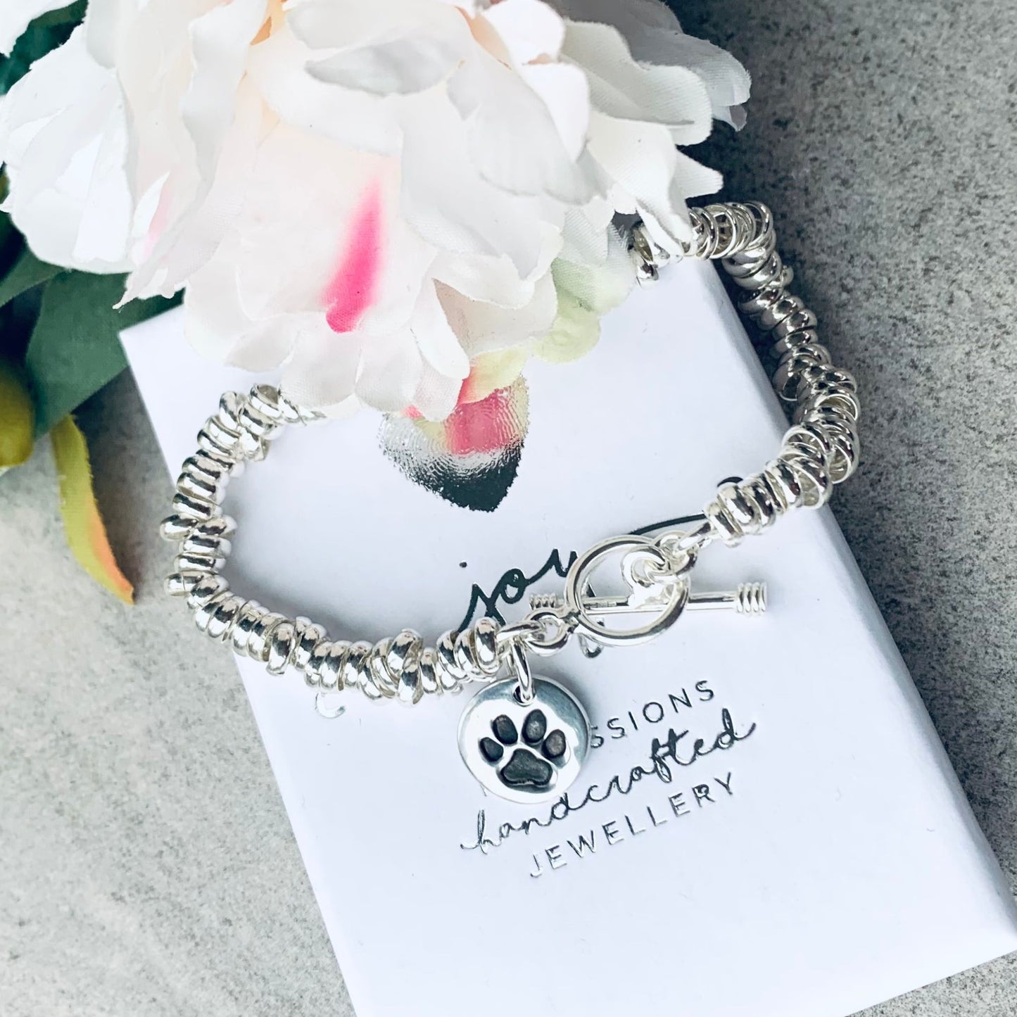 Pawprint Charm Bracelet using your pets prints by Joy Impressions